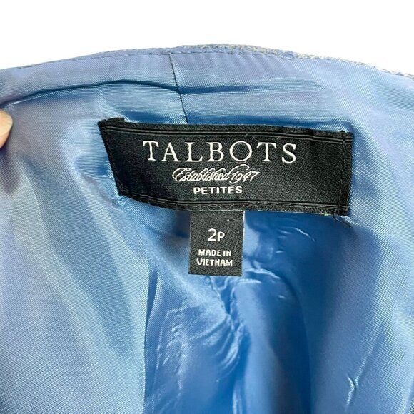 Talbots 100% Wool Blue Pleated Lined A-Line Skirt Preppy Office Size 2 Petite - Picture 5 of 12